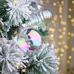 Ornamen Natal Dekorasi Liburan, Bola Natal Besar Warna-warni Kaca untuk Pohon