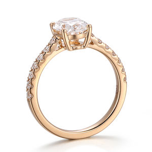 Bijoux de mode, bague en or massif 14 carats avec diamant, pierre principale 2 carats, diamant ovale de laboratoire certifié IGI, bague de fiançailles - Product Image 4