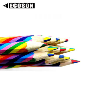 Pensil Multi Warna, Heksagonal Pensil Warna Air Jumbo Pensil Kayu 4 Warna Dalam 1 Timah Pensil Warna Pelangi Jumbo - Product Image 3