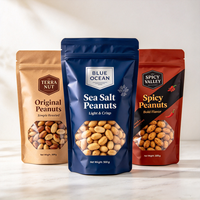 Sachet d'emballage alimentaire personnalisé OEM ODM avec logo, pochette à fermeture éclair verticale, sac en plastique mat ou brillant avec fenêtre pour aliments secs, épices, noix