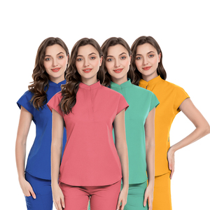 Uniforme Médico Personalizado con Cuello Mandarín, Uniforme <span class=keywords><strong>de</strong></span> Enfermera para <span class=keywords><strong>Mujer</strong></span>, Corte Clásico, Pantalones Jogger con Bolsillos Tipo Cargo, Conjuntos <span class=keywords><strong>de</strong></span> Uniformes Médicos - Product Image 6