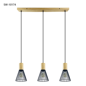 <span class=keywords><strong>Lustre</strong></span> suspendu rustique en fer forgé <span class=keywords><strong>noir</strong></span> style cage en <span class=keywords><strong>bois</strong></span> avec ampoule E27, luminaire moderne pour <span class=keywords><strong>salon</strong></span> <span class=keywords><strong>et</strong></span> hôtel - Product Image 4