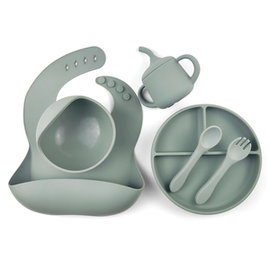 Biểu Tượng Tùy Chỉnh Toddler Du Lịch Ăn Đặt Có Thể Gập Lại Yếm Hút Bát Với Rơm Cốc Nước Silicone Bé Ăn Bộ - Product Image 2