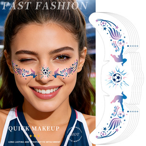 Autocollant de tatouage temporaire pour le visage, imperméable, dessin animé mignon, impression numérique, fête, taille unique, film PET, tenue 1 à 3 semaines - Product Image 4