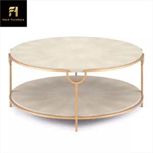 Modern Luxury Double Layer Antique Design <strong>Real</strong> Marble <strong>Coffee</strong> <strong>Table</strong> with Gold Stainless Steel Frame Brass Inlay Light Tea <strong>Table</strong> - Product Image 6