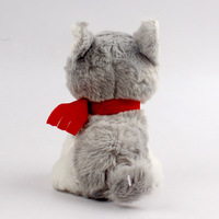 Lindo Husky de peluche Animal Husky Siberiano perro de juguete de felpa con la bufanda roja