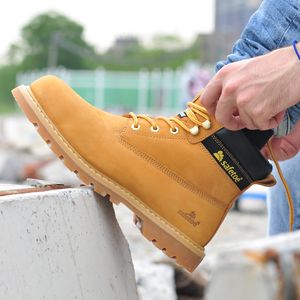 Safetoe इस्पात पैर की अंगुली के लिए पागल हार्स चमड़े गुडइयर झालर सुरक्षा बूट पुरुषों महिलाओं के फैशनेबल पंचर सबूत एकमात्र सुरक्षा जूता - Product Image 6