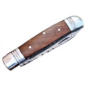 Couteau pliant artisanal en acier Damas avec manche en bois d'ébène, dureté 58-60HRC, pour les détaillants - Couteaux Rajput - Product Image 5