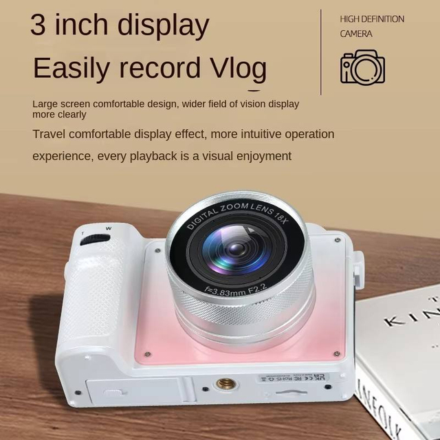 Beginner Vlogging Camera with 18X Zoom Anti Shake and 8 Filter Modes CCD Style Camera with 3.0 Inch Display