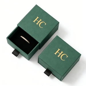 กล่องใส่แหวนพรีเมียม กล่องของขวัญเครื่องประดับหนัง PU หรูหรา พร้อมช่องใส่กำมะหยี่ ปั๊มฟอยล์ โลโก้สั่งทำได้ สำหรับบรรจุภัณฑ์เครื่องประดับแบรนด์ดัง - Product Image 1