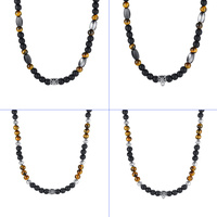Collier de perles de Bohème unisexe fait à la main Style éthéré perle d'agate noire de forme géométrique pour les fêtes de fiançailles bijoux de surfeur