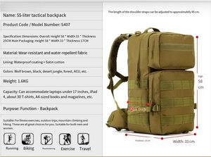 Sac à dos tactique <span class=keywords><strong>de</strong></span> sport <span class=keywords><strong>de</strong></span> gym, sac à dos d'assaut imperméable personnalisé, randonnée en plein air, sac <span class=keywords><strong>de</strong></span> trekking Molle, sac <span class=keywords><strong>de</strong></span> fitness - Product Image 2