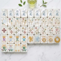 Jeu de Mahjong Américain de Luxe Moderne en Acrylique, Portable, 160 Pièces, Strass Fleur et Colombe, pour Collectionneurs