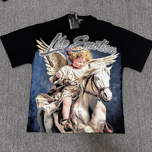 Camiseta Vintage de Manga Corta de Algodón Puro, Lavada <span class=keywords><strong>y</strong></span> Desgastada, Estilo Urbano - Product Image 1