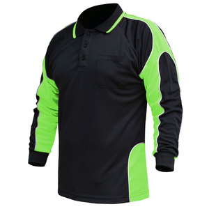 Polo à manches longues pour homme, noir et vert, avec poche, séchage rapide, tricoté, décontracté, vêtement de sport - Product Image 1