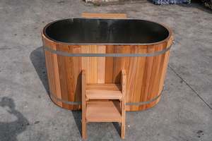 Bak Mandi Air Dingin Premium Cedar Ice Bathtub dengan Pengiriman Lokal, Villa Oval Alcove All in One, Smart WiFi, Filter Terapi untuk Atlet - Product Image 3