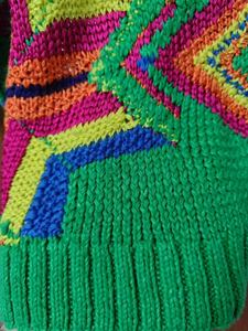 Pull Femme Décontracté Boho Bohème Tricoté Laine/Cachemire Multicolore Motif Argyle en Vert avec Logo Devant - Product Image 5