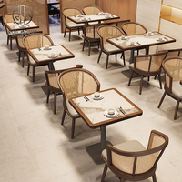 Ensemble de mobilier Ron Group en cuir, table et chaises demi-circulaires en marbre pour café, restaurant et espace commercial