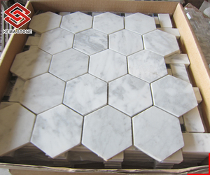 Carreaux de mosaïque en marbre blanc de Carrare naturel hexagone moderne de 12 "x 12" pour mur de salle de bain - Product Image 1