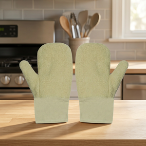 Guante de seguridad Terry resistente al calor con triple palma y puño de lona resistente, precio mayorista para uso en cocina y panadería - Product Image 1