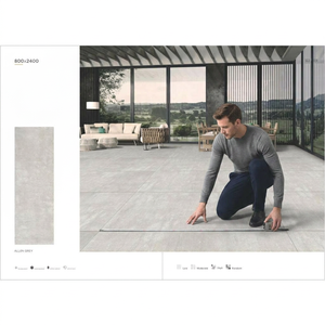 Couverture haute brillance Allen gris 32x96in porcelaine Foshan Trendsetter pierre frittée granit artificiel carreaux de quartz - Product Image 1