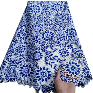 Beautifical guipure lace stones blue embroidery tissu women cord lace fabrics ML42G64