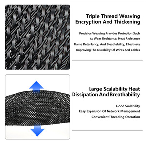 PET 편조 슬리브 내열 확장 와이어 보호 브레이드 슬리브 케이블 블랙 PET 편조 케이블 슬리브 - Product Image 2