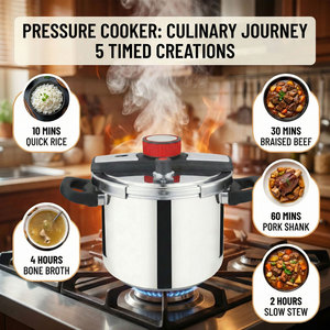 Casserole à pression commerciale E-TOP en acier inoxydable 304 avec couvercle à ouverture et fermeture faciles, compatible lave-vaisselle pour plaques <span class=keywords><strong>de</strong></span> cuisson - Product Image 3