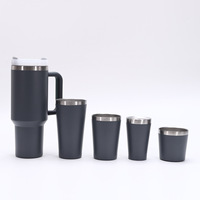 Ensemble cadeau de 5 mugs à bière brésiliens isothermes en acier inoxydable de 40 oz de deuxième génération avec poignée et impression par sublimation