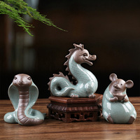 Figurine de thé en céramique Dragon, mascotte du zodiaque, ornement créatif porte-bonheur, accessoire de thé mignon en argile Yixing