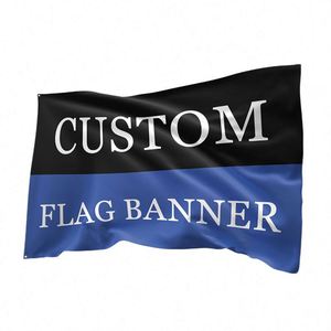 Factory Wholesale Best Price Good Quality 100D Polyester Custom Flags <b>Banners</b> in Black and Blue - Product Image 5