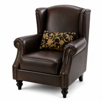 Fauteuil à dossier haut en cuir véritable, brun, une place, style américain, fauteuil inclinable pour salon