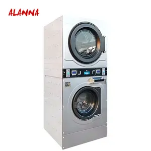 Fitur keamanan andal mesin cuci tumpuk yang dioperasikan dengan koin dan pengering komersial