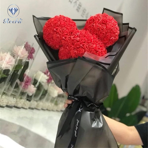 Orsetto di rose stabilizzate in PE, bouquet di rose artificiali in schiuma effetto real touch per matrimonio, bouquet Mickey per San Valentino romantico per la fidanzata - Product Image 3