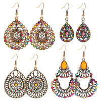 Nouvelles boucles d'oreilles tendance à pampilles, combinaison de perles de riz colorées rétro, géométriques, exagérées, rondes, en forme de goutte d'eau et de fleur