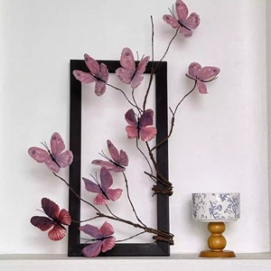 <b>Framed</b> Silk Butterfly Flower Arrangement With Withered Branch Home Decor Living Room Desktop Ornament Artistic Decoration - Product Image 3
