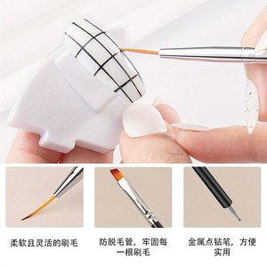 Kit <span class=keywords><strong>de</strong></span> Pinceaux pour Nail Art 6 pièces/kit Noir – Pinceaux <span class=keywords><strong>de</strong></span> Manucure Double Tête, Stylo à Points pour Ongles, Peinture Gel UV, <span class=keywords><strong>Dessin</strong></span> et Liner - Product Image 2