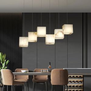 Дизайнерская роскошная люстра из натурального мрамора, маленькая лампа из белого мрамора для ресторана, спальни, кабинета, бара - Product Image 2