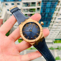 Montre automatique pour homme, boîtier de 42 mm, cadran Paris Stud, aiguilles luminescentes, bracelet en cuir