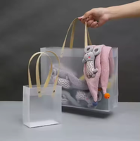 Sac en plastique PP givré réutilisable, imperméable, transparent, avec logo personnalisé, pour emballage cadeau, shopping et emballage de cadeaux