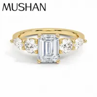 Bague en argent sterling 925 MuShan, bijoux de luxe, bague vintage en moissanite pour femme, plaquée or véritable 18 carats, bijoux fins brevetés MST
