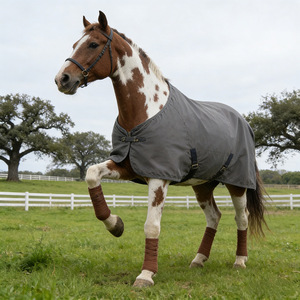 Manta de invierno para caballo, impermeable, en forma de U, color gris, para caballos y potros, ajustable, transpirable y duradera. - Product Image 2