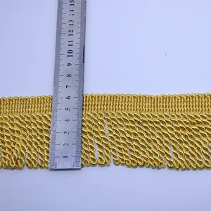 Encaje metálico/trenza de alambre dorado ceremonial al por mayor 6,5 CM borla de flecos de lingotes de oro más gruesa para ropa