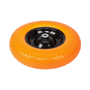 Roues de <span class=keywords><strong>brouette</strong></span> en mousse PU solide de 16 pouces 4.00 à 8 roulettes libres plates en polyuréthane pour transpalette, chariot de camping - Product Image 4