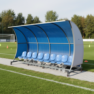 Abri portable pour équipe de football à 8 places avec cadre incurvé ACT, banc mobile pour joueurs de football avec sièges à godets NPY-ZKBB-8 - Product Image 3