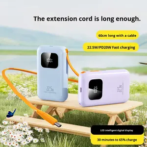 <span class=keywords><strong>Banque</strong></span> d'alimentation à batterie Li-polymère haute capacité avec charge rapide 22,5 W, type-C rétractable, avec logo personnalisé - Product Image 3