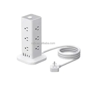 NEW model US Tower socket 12 Gang Tower Power Strip 3-layer power strip socket with Type-C USB charging ports Multiple sockets