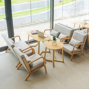 Cadeira e Mesa de Café de Estilo Nórdico em Madeira Sólida com Almofada Macia para Restaurante e Mesa de Café Redonda para Cafeteria - Product Image 2