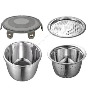Juego de 3 piezas de acero inoxidable engrosado Syh192 al por mayor: Plato para masa, cuenco para ensalada y cuenco para condimentos con escurridor y rallador - Product Image 5