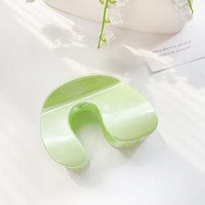 Nouvelles pinces à cheveux en plastique haut de gamme, semi-circulaires, couleur unie rose vif, pour filles et femmes - Product Image 6